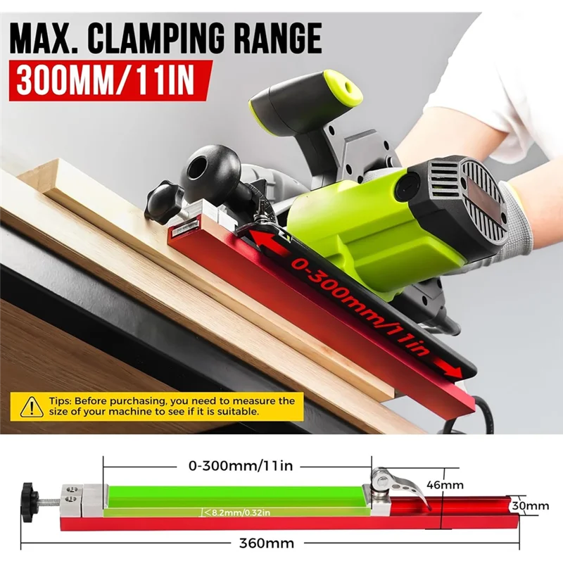 سكة توجيه مرفقة للسياج المصنوعة من خليط معدني - لمنشار دائري 360 مم مع قفل مزدوج، لقطع مستقيمة متوازية وتقليم الخشب #6