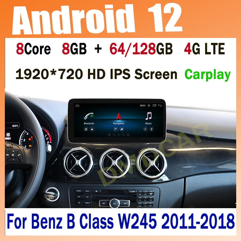 

Android 12 8G+128G DVD Radio Multimedia Player GPS Navigation For Mercedes Benz B Class B180 W245 W246 2011-2018