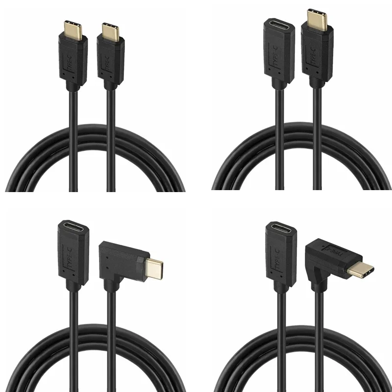 5A 10Gbps USB C To USB C Cable Up Right Angle Elbow USB Type-C Male To Female Data Charging Cable 0.3m 0.6m 1m 1.8m