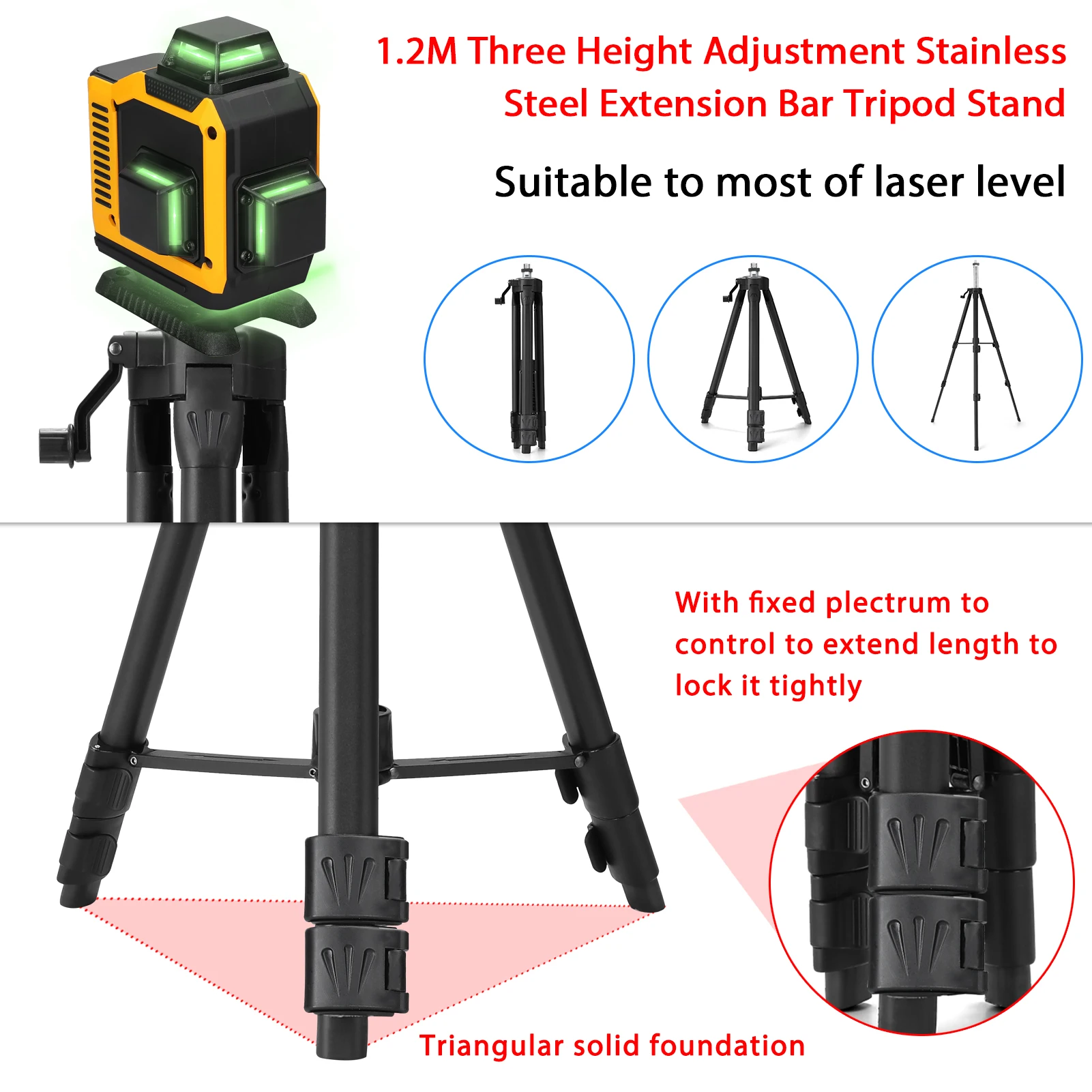 

16-Line Green Beam Laser Level Self-Leveling ±3° - IP54 Waterproof 4D 360° with 1.2m Tripod & Rechargeable Battery
