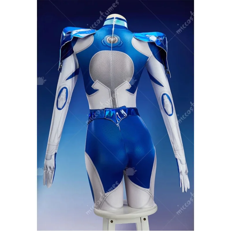 

CyMiccostumes женский костюм для косплея Rival Girl Sue Storm, цельный комбинезон с плечевым доспехами и поясом, костюмы для косплея на Хэллоуин