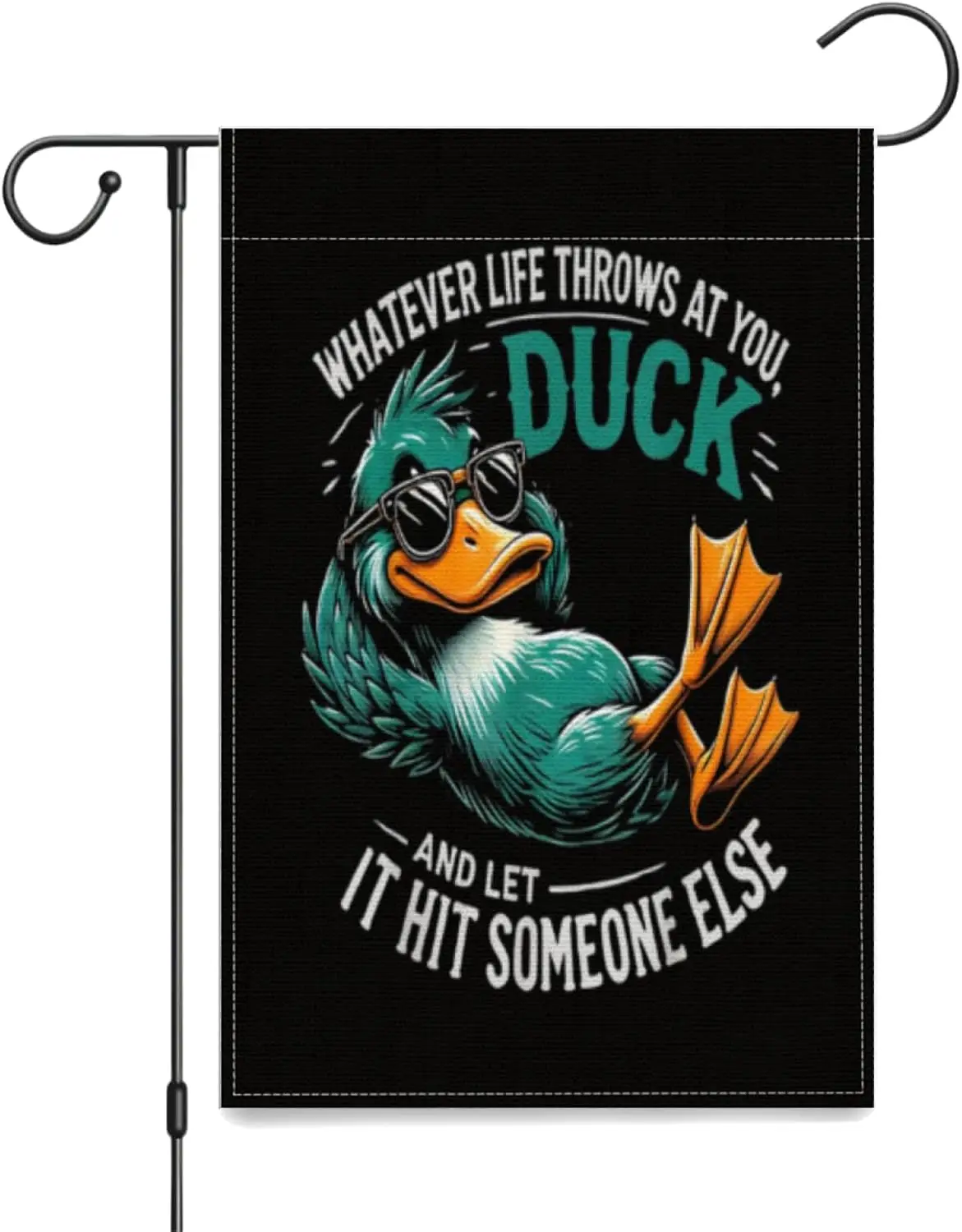 Whatever Life Throws at You Funny Duck Garden Flag,12x18 Inch Double-sided Outside Floral Yard Outdoor Decoration AAS