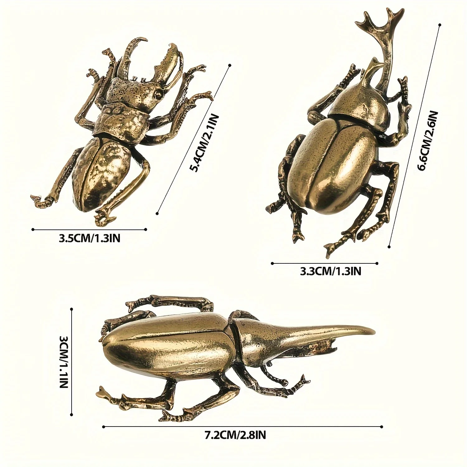 6 vintage brass animal figurine ornaments, exquisite bees, dragonflies, crickets, unicorns, beetles, and beetles.