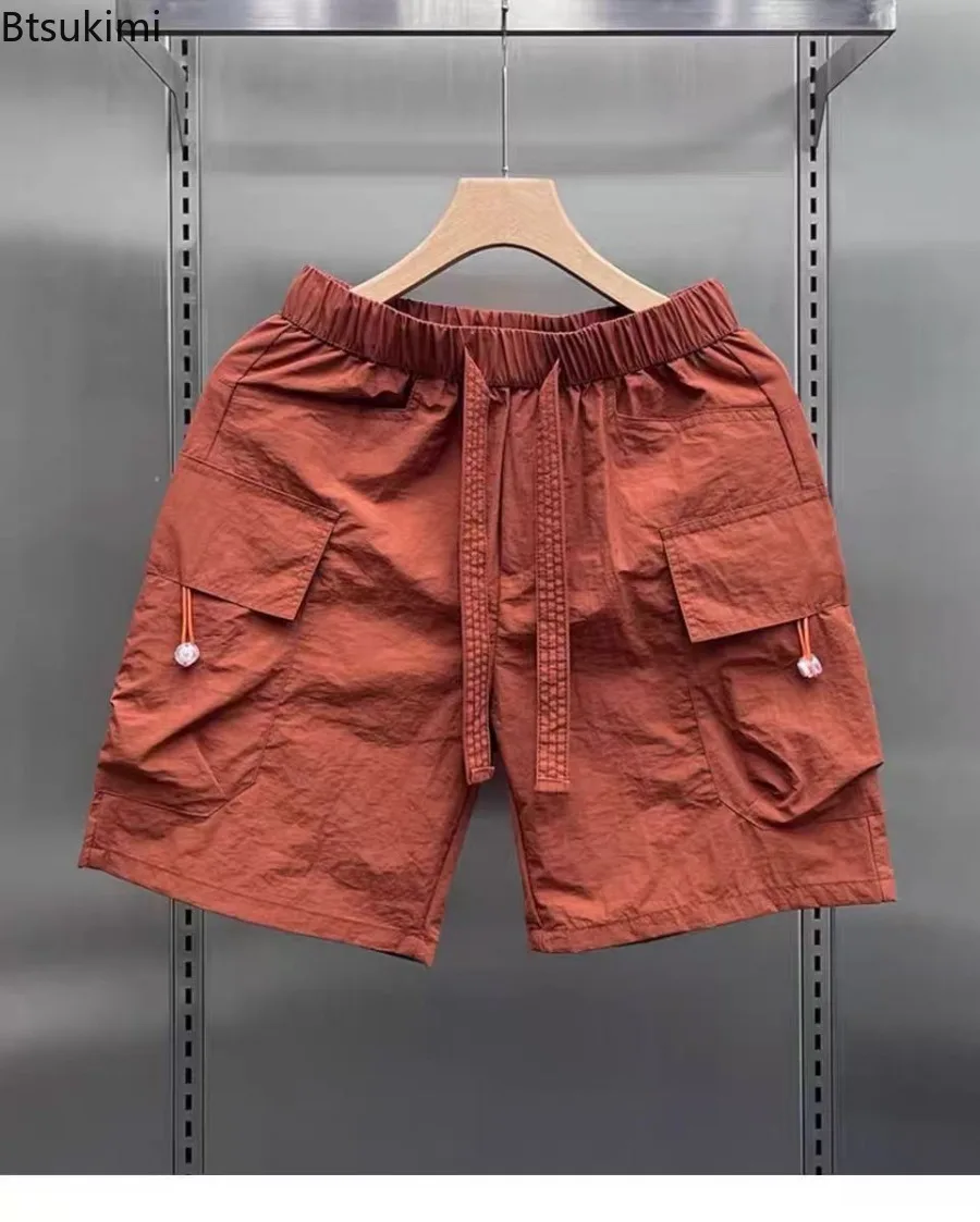 Summer Men's Cargo Shorts Fashion All-match Loose Casual Sports Pants Multi Pockets Drawstring Quick Dry Fitness Jogging Shorts