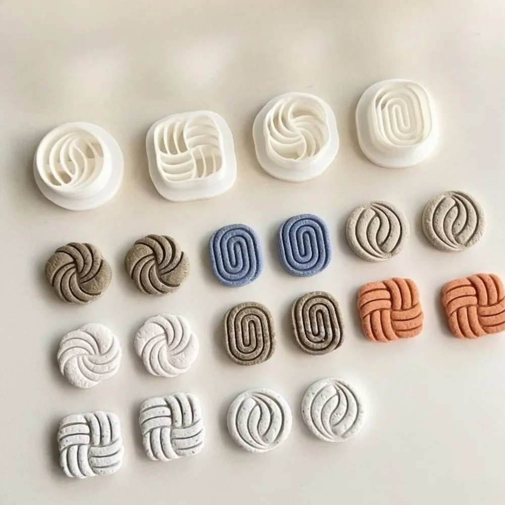4 Peças Mini Cortadores de Argila Polimérica com Textura Trançada Estilo Boêmio para Brincos DIY e Joias, com Elementos Vazados Modernos