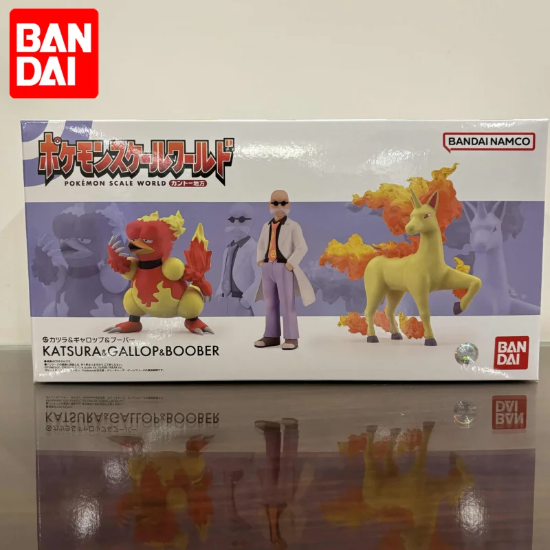 In Stock Bandai Original Scale World POKEMON Kanto Region Blaine Rapidash Magmar Anime Figures Toys Gift Model Ornaments