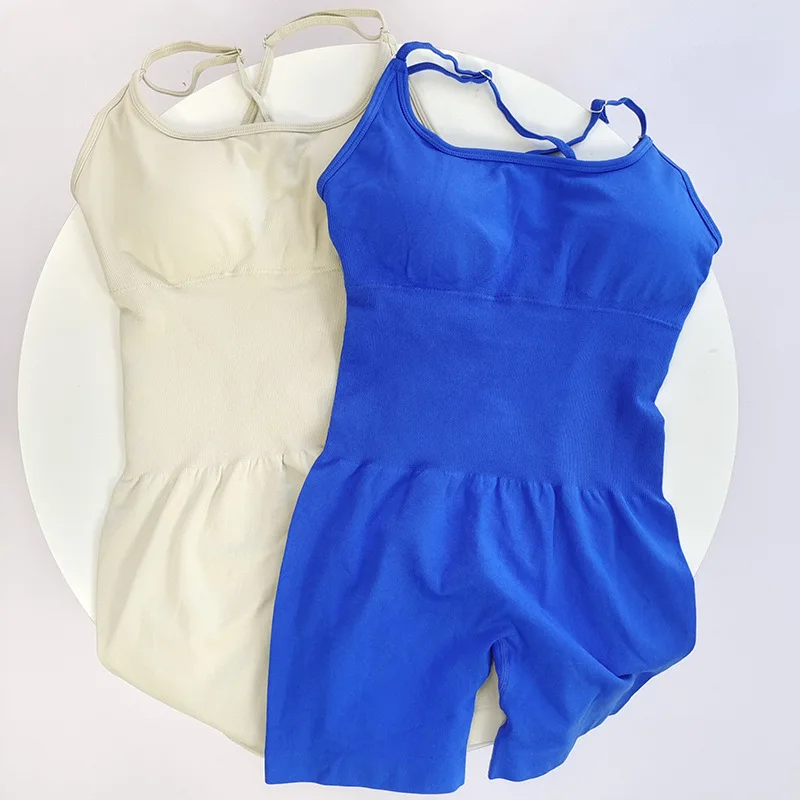 Sexy Nahtloser Pfirsich-Hüft-Yoga-Jumpsuit - Schnelltrocknend, Dehnbares Strickmaterial, Herausnehmbare Polster, Gestreiftes Design, Schlanke Passform für Frauen – Detail 5
