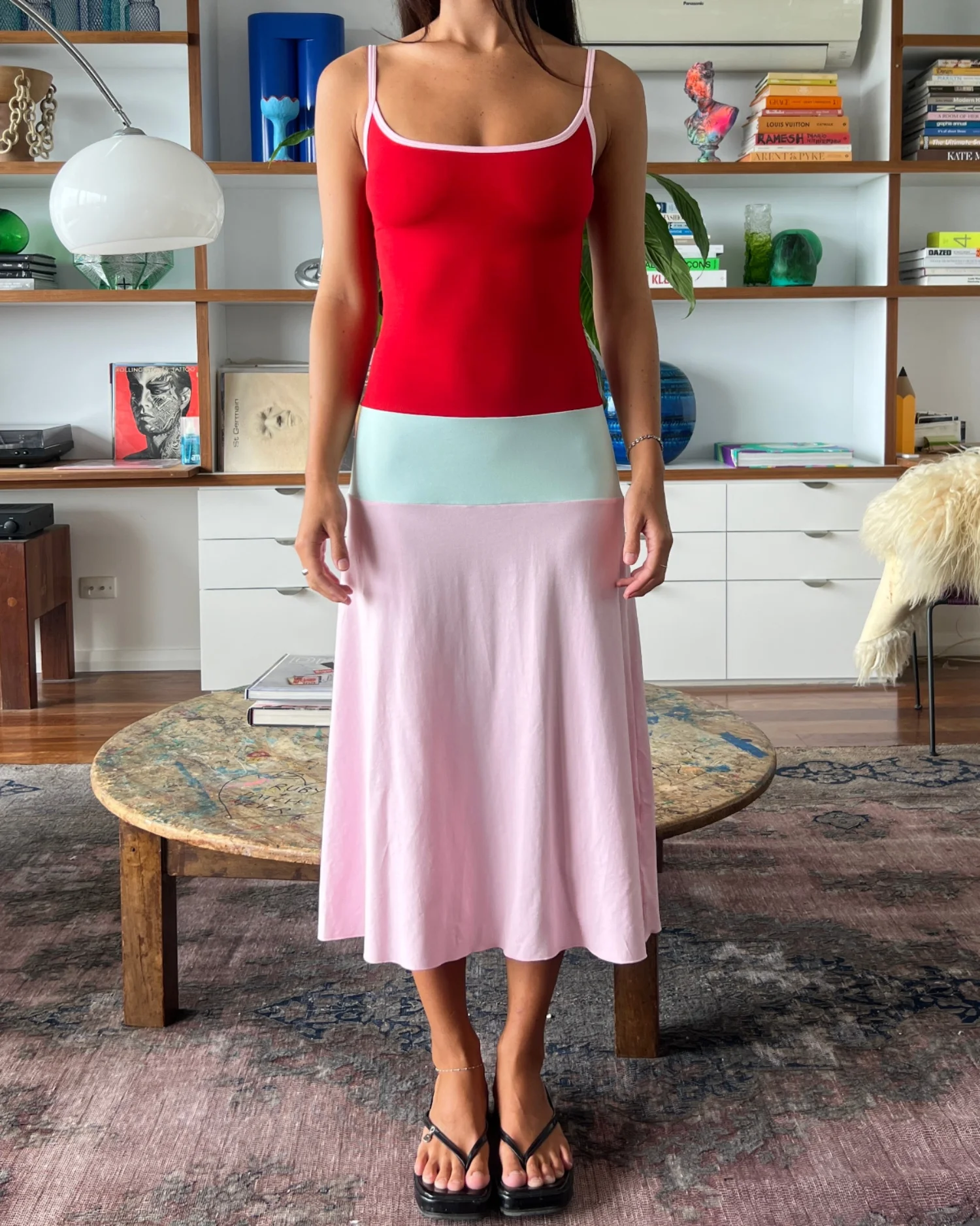 Absobe Women Color Block Cami Long Dress Spaghetti Strap High Waist A Line Swing Maxi Dress Summer Vacation Beach Casual Outfit - Image 6