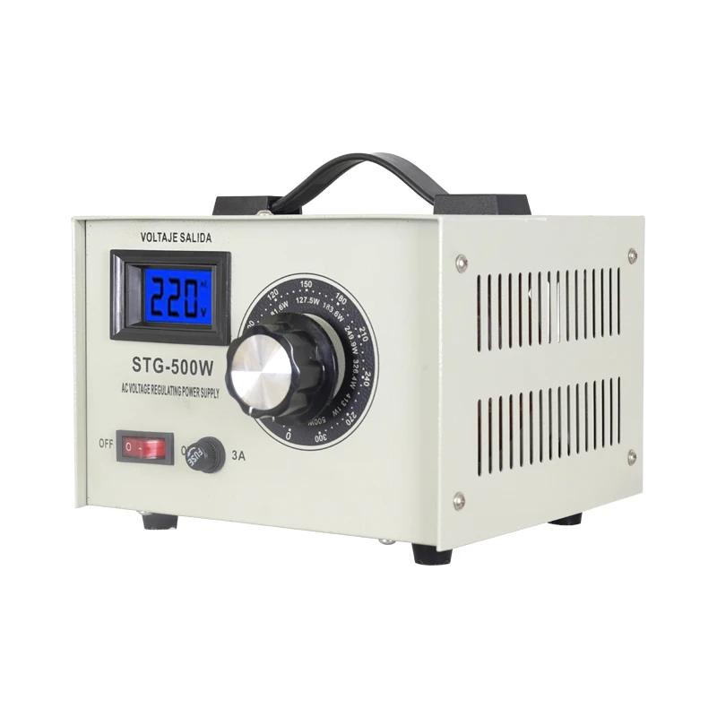 New Model LCD Single Phase Voltage Regulator STG-500VA 220V Adjustable Power Voltage Current Display 100% Copper Cut Foam