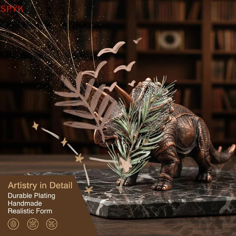 Mini Alloy Dinosaur Vintage Finish Fine Carving For: Home Decor Kids Gifts Dino Fans