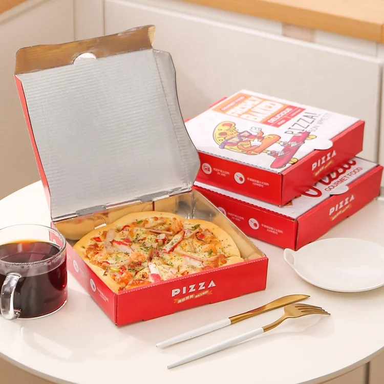 Minimum Order 500pcs Personalized Printing Custom Size Color Aluminum Coated Carton Food Grade Pizza Box 