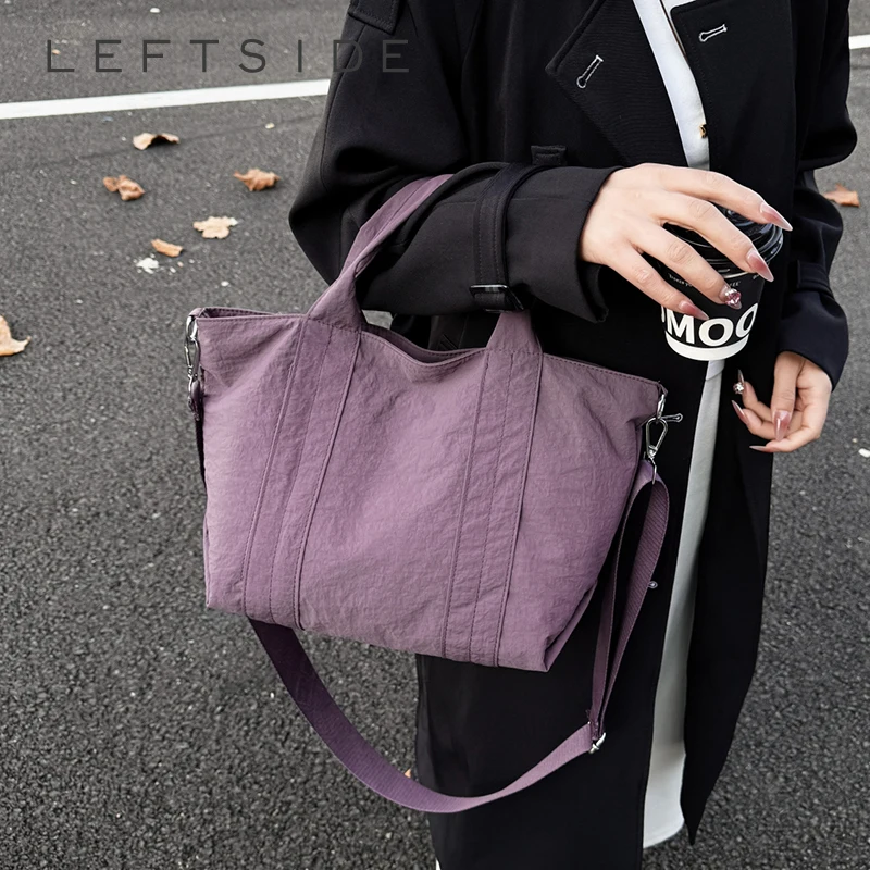 

LEFTSIDE Women's Nylon Tote Crossbody Bag Adjustable Strap Minimalist Casual Aesthetic Daily Office Travel Shoulder Bag 2026