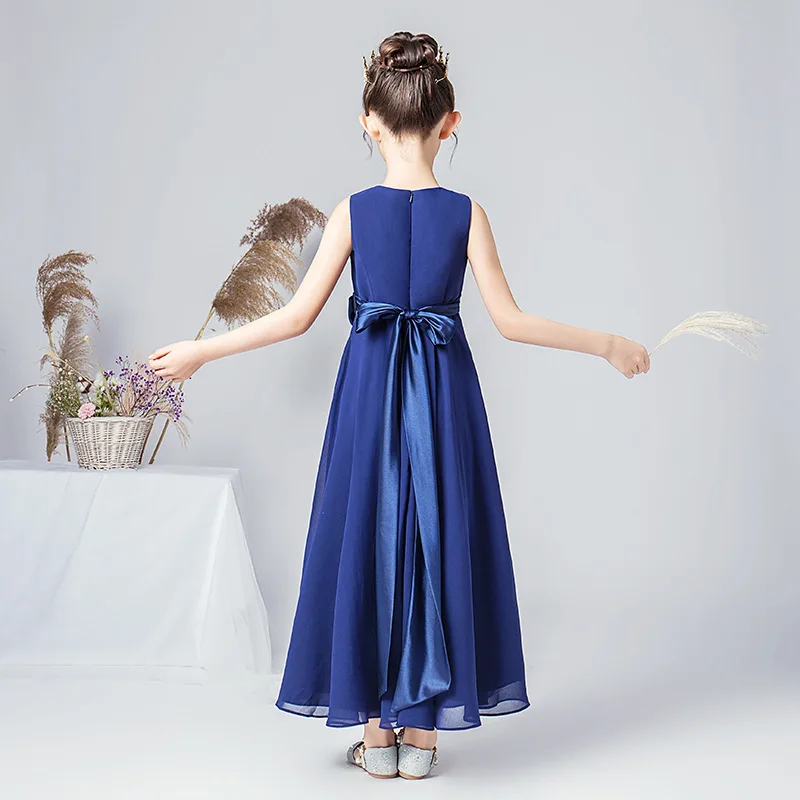 Baby Kids Princess Chiffon Sashes Flower Girl Dress Children First Communion Dress Ball Gown Wedding Party Dress Birthday