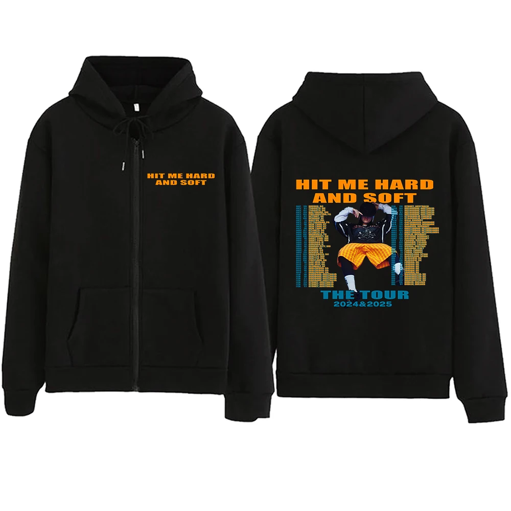 

Billie Hit Me Hard and Soft 2024 Tour Zipper Hoodie Harajuku Pullover Tops Sweatshirt Streetwear Fans Gift