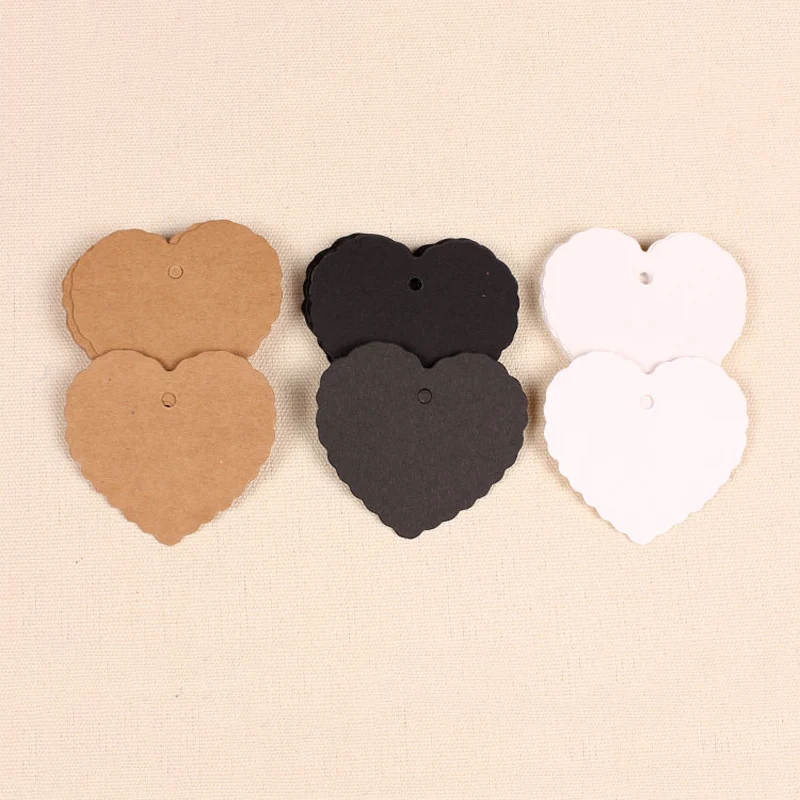 100PCS DIY Kraft Paper Packaging Hang Tag Heart Shaped Wedding Party Decoration Tag Blank Luggage Jewelry Candy Gift Price Label