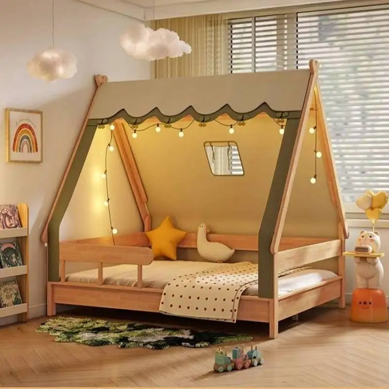 سرير أطفال بسيط بمظلة بسيط فاخر أوروبي سرير أطفال خشبي مخصص تصميم فردي حديث Lettino Per Bambini أثاث منزلي #4