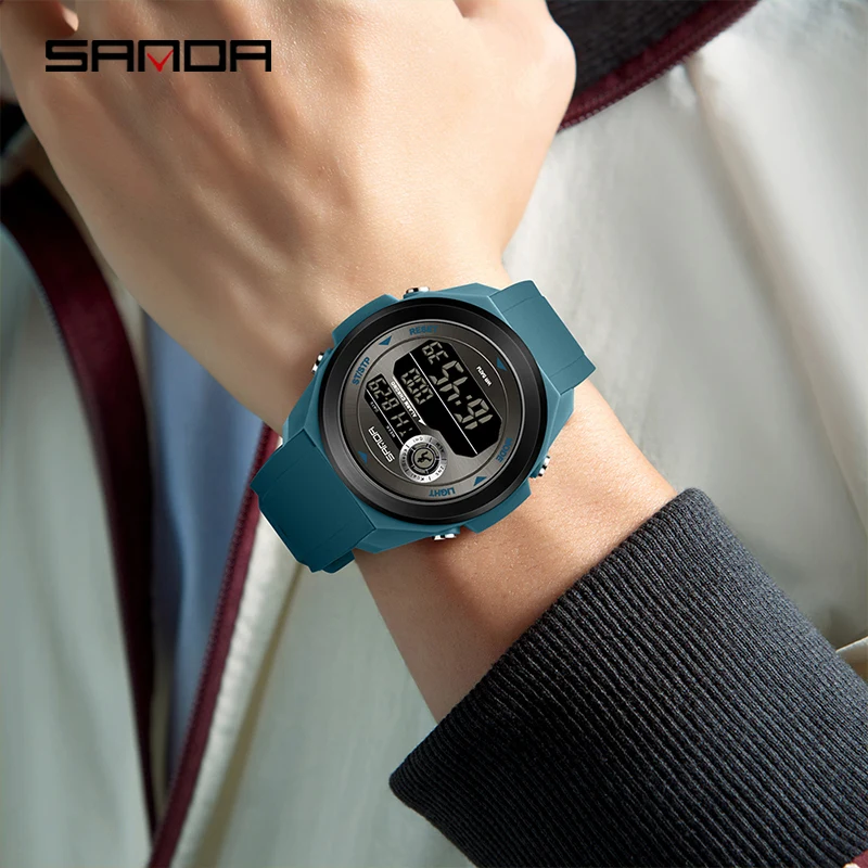 SANDA 2203 Sports Fashion Digital Watches for Woman Multifunction Calendar Luminous Water Resistant Ladies Electronic Wristwatch