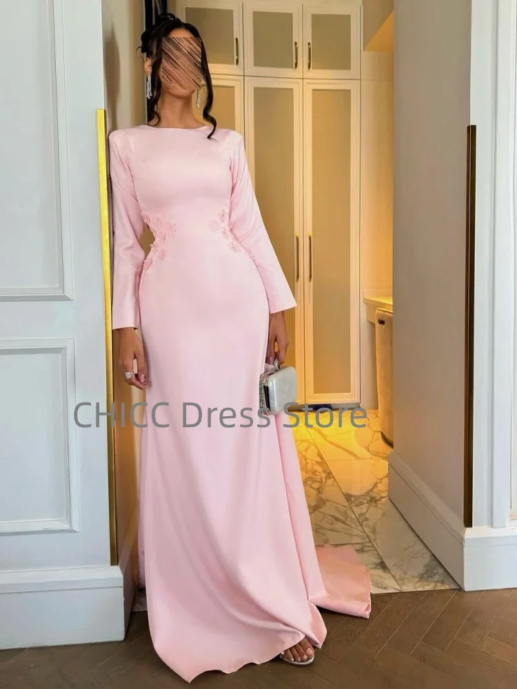 Elegante Avondjurken O-hals Lange Mouw Zeemeermin Galajurk Dames Bruiloftsgast Feestjurken Aangepast فسات Cosa •Мة