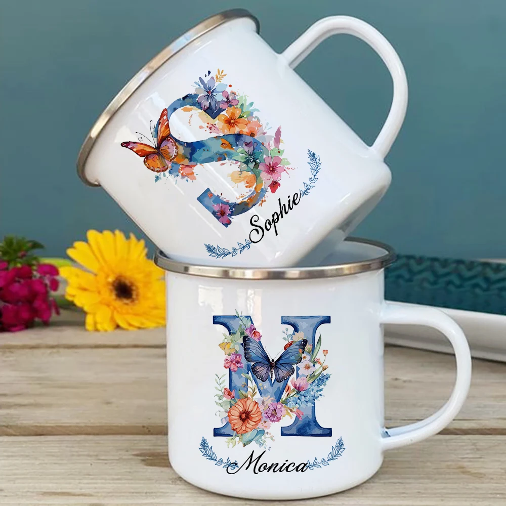 Personalized Mug Floral Initial Name Cup Custom Coffee Hot Chocolate Mugs Wedding Birthday Mothers Day Christmas Gifts for Her