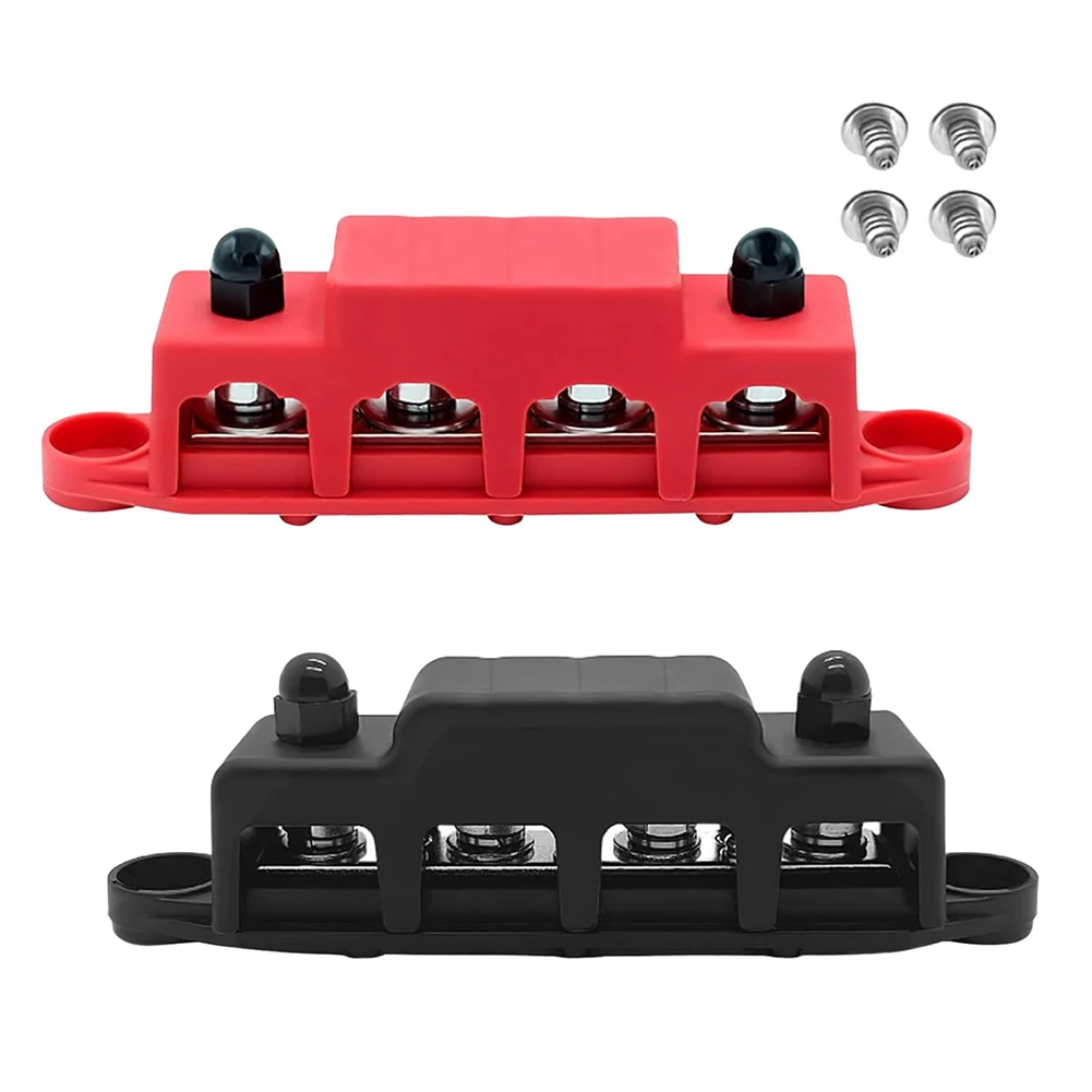 2pcs 12V-48V DC Busbar Distribution Block 250A BusBar With  M8 Terminal Bolts Heavy Duty Power Distribution Terminal Block