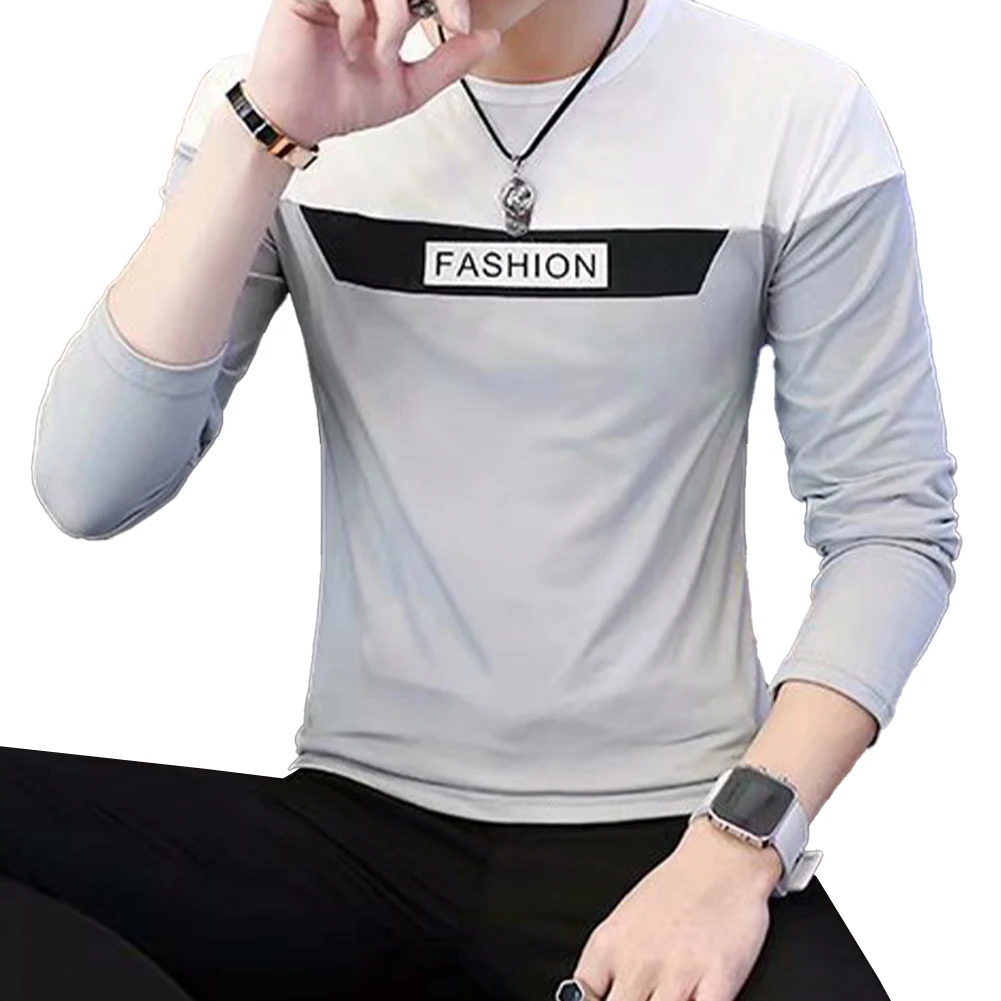 2025 New! Premium Men's Korean Style Round Neck Long Sleeve Skinny T-Shirt, Ideal For Casual & Undershirt Wear