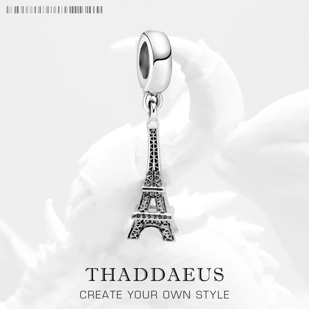 

Eiffel Tower Blackened Dangle Charm Pendant For Women Men 925 Sterling Silver Romantic Brand New Gift