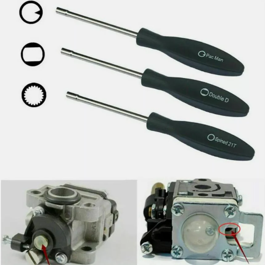3Pcs Carburetor Screwdriver Adjustment Cleaning Brush Tool Set Kit For Poulan Husqvarna Craftsman Repair Tool For Craftsman Engine Trimmer Weedeater Chainsaw