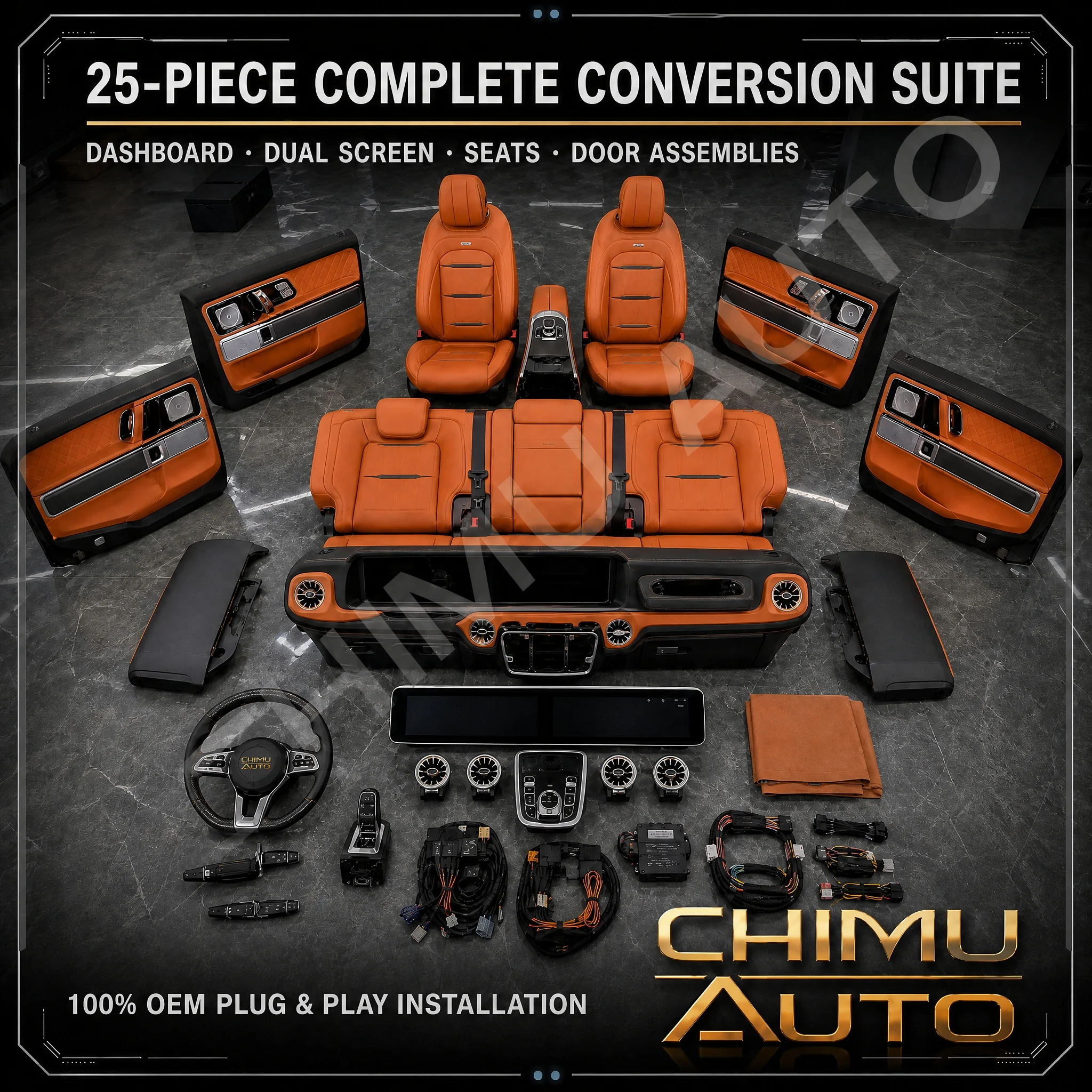 【CHIMU AUTO】For Mercedes Benz G Class W463 to W464 Interior Upgrade Kit G350 G500 G63 Dashboard Dual Screen Seats 2002-2018