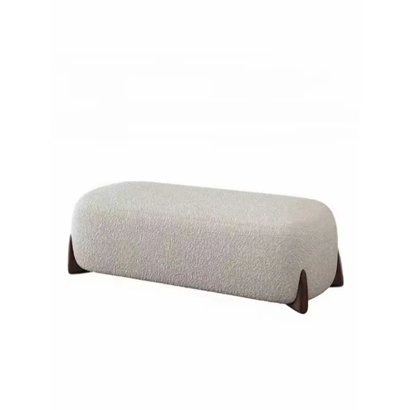 

Lamb fleece sofa stool cloakroom bench bedroom bedside stool square solid wood tofu pedal