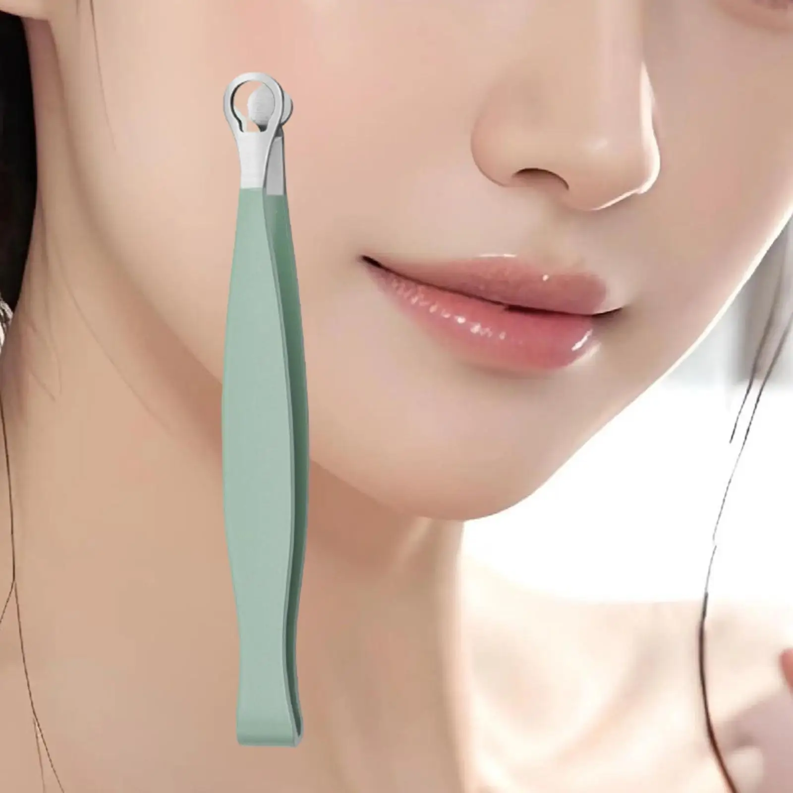 Pinça portátil para pelos do nariz, ponta redonda, aço inoxidável, aparador de sobrancelha, removedor profissional de pelos faciais