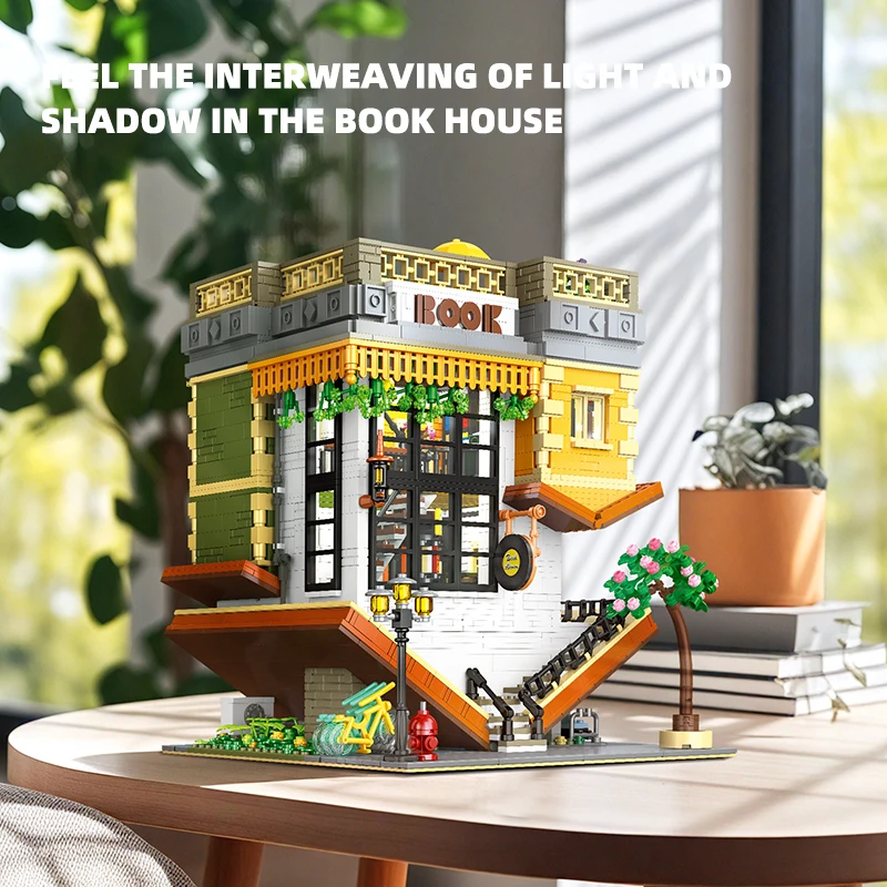 3621PCS Street View Series Bricks Inverted Bookstore Building Block High Difficulty DIY Assembly Model Holiday Boy&Girl Gift