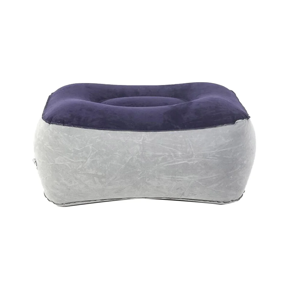 رمادي أزرق نفخ مسند القدمين وسادة السفر الساق الراحة وسادة الجلد ودية يتدفقون البلاستيكية القدم البراز لتحسين قطار الطيران