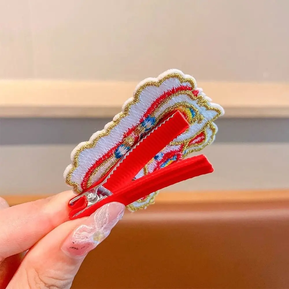 Embroidery Children Red Hairpin Mascot Dragon Cloth Chinese New Year Headwear Girl Hair Accessories Lion Dance Hanfu Hair Sticks