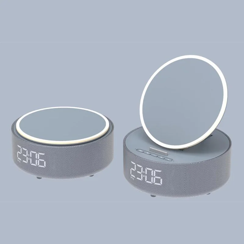 Multi-functional wireless charging makeup mirror bluetooth speaker alarm clock speaker convenient fresh mini speaker