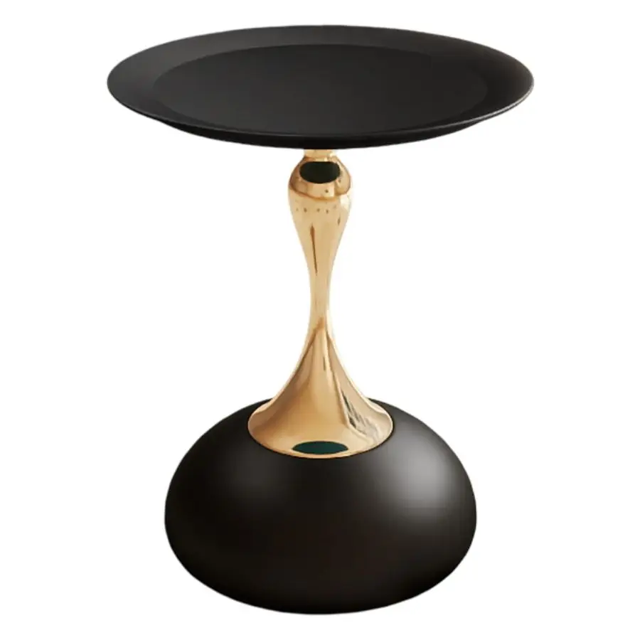 

Round End Table,Modern Pedestal Table,Corner Drink Tables,Accent Side Table Nightstand for Living Room,Patio and bar BlackGold