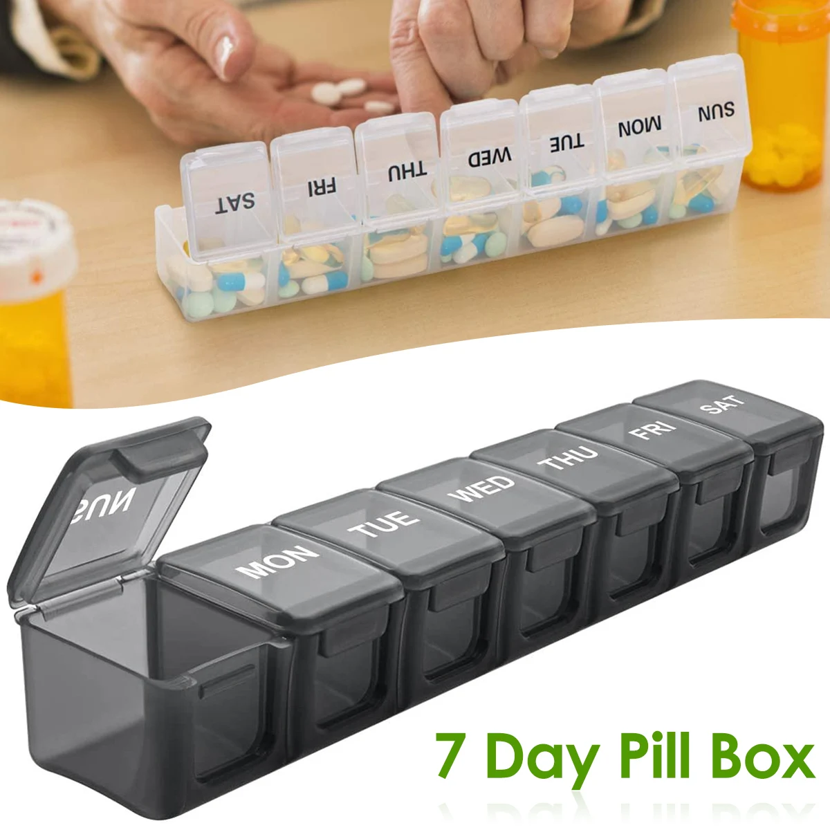 7/14/28 Days Pill Medicine Box Weekly Monthly Tablet Holder Storage Organizer Container Case Pill Box Splitters