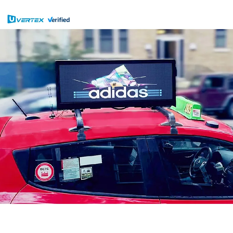 hot sale：VERTEX P2.5 P4 Taxi Top LED Display IP65 Advertising Car Top LED Screen Digital Signage Ad Media for Taxi