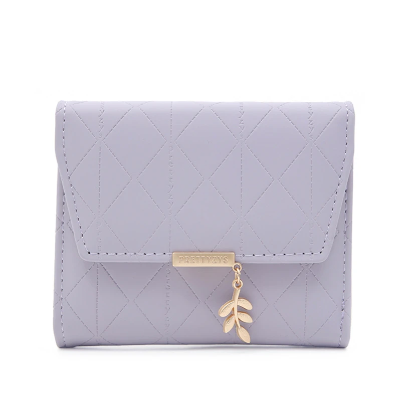 New Women PU Leather Leaf Short Wallet Female Coin Purse Fashion Purse Money Bag Thread Card Holders Womens Small Wallets