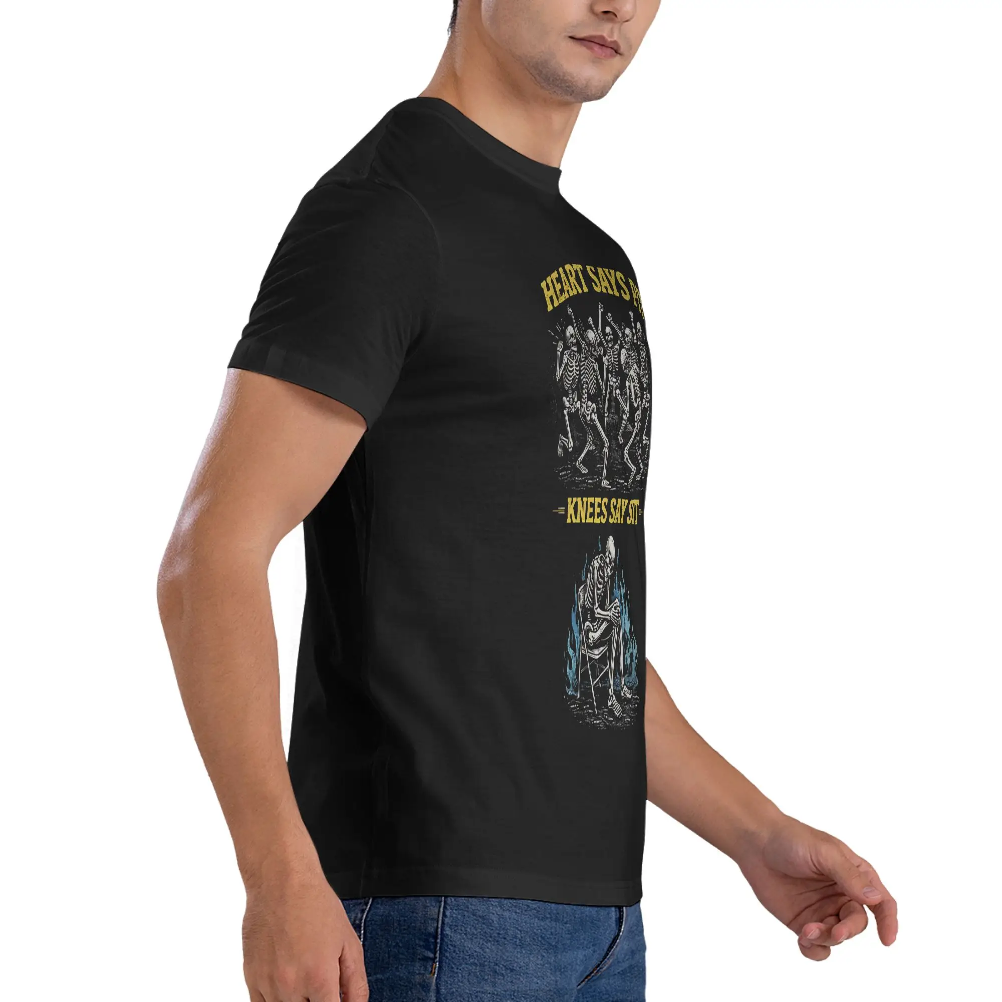 1 Stück Heart Says Pit Knees Say Sit Neuheit T-Shirt aus 100 % Baumwolle, lustige Skelett-Tops, T-Shirts für Männer – Detail 6