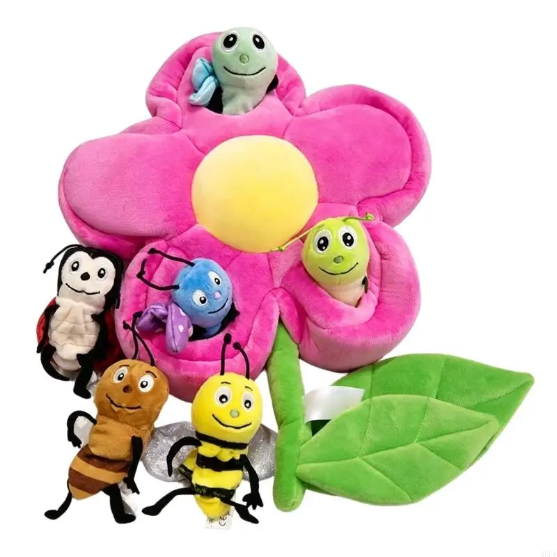  Soft Plush Finger Puppet Toy Set with Story Play Scene, Interactive Pretend Play Props for Home Learning and Family Time