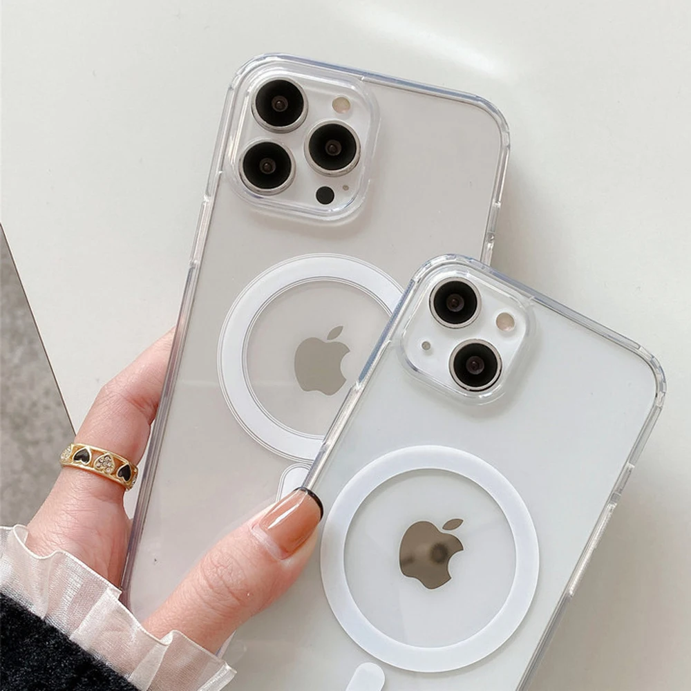 

Magsafe Case For iPhone 15 14 13 12 11 Pro Max 5G Transparent Back Cover For iPhone Xs Max Xr X 7 8 Plus SE 2022 13 Mini Funda