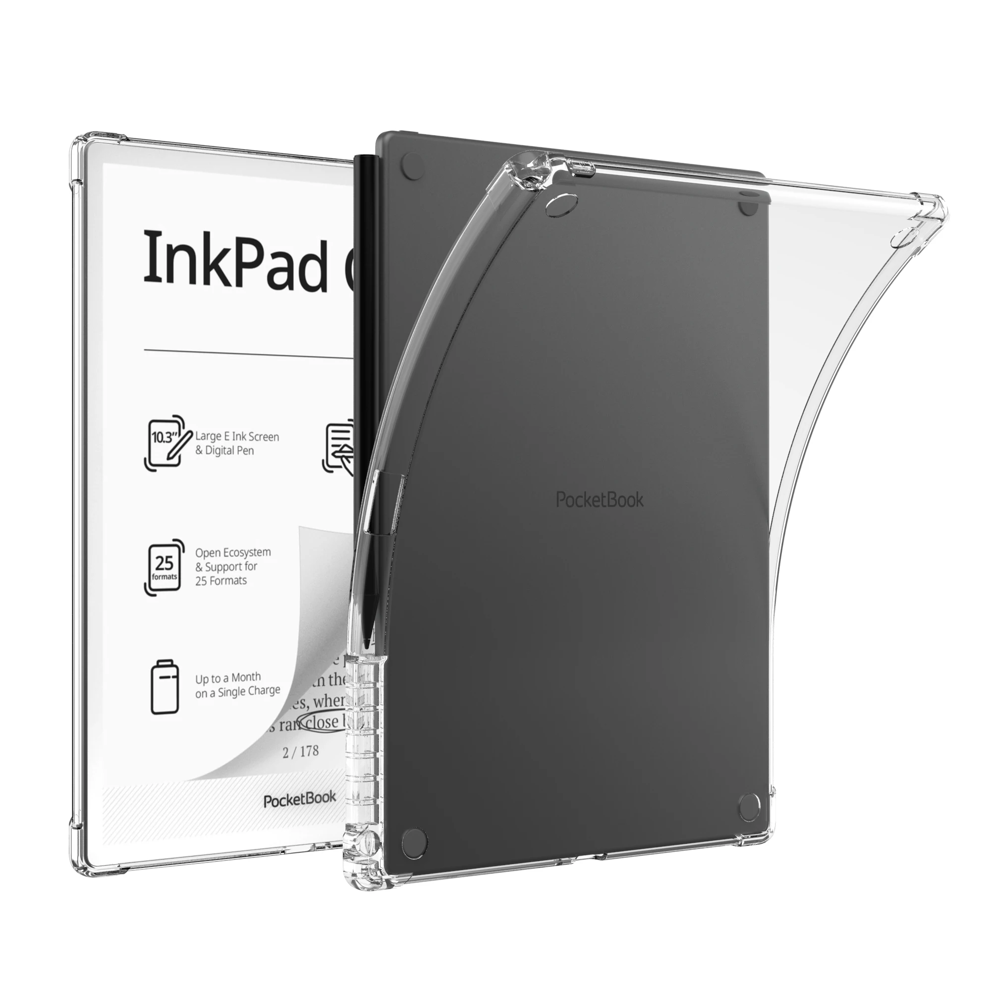 Clear Case for Pocketbook InkPad One (Model.PB1030),Transparent Flexible TPU Soft Back Cover