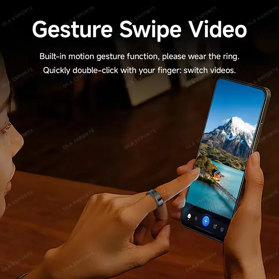 2025 R12 حلقة ذكية مع شاشة عرض ولمس، شحن لاسلكي، مدير الصحة، 5 ATM مقاومة للماء للرجال والنساء