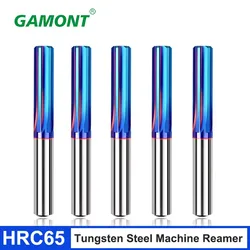 GAMONT HRC65 3.0mm-20.0mm Tungsten Steel Machine Reamer Carbide Blue Nano Coating Straight Shank H7 High-Precision Reamer Tools