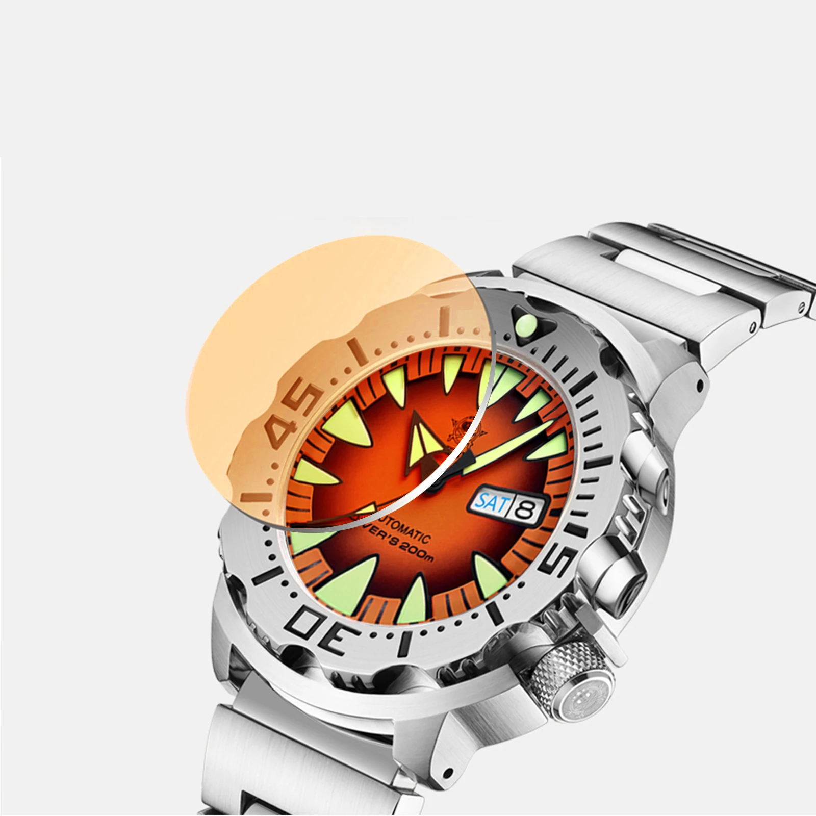 

ADDIESDIVE 42MM StainlessSteel Diver Monster Automatic Watch Sapphire 200M Waterproof Mechanical Watches Luminous Men Wristwatch