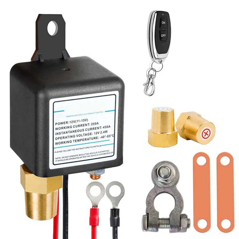 

NEW-12V 250A Universal Battery Switch Wireless Remote Control Disconnect Cut Off Isolator Switch Car Kill Switch 1 Remote