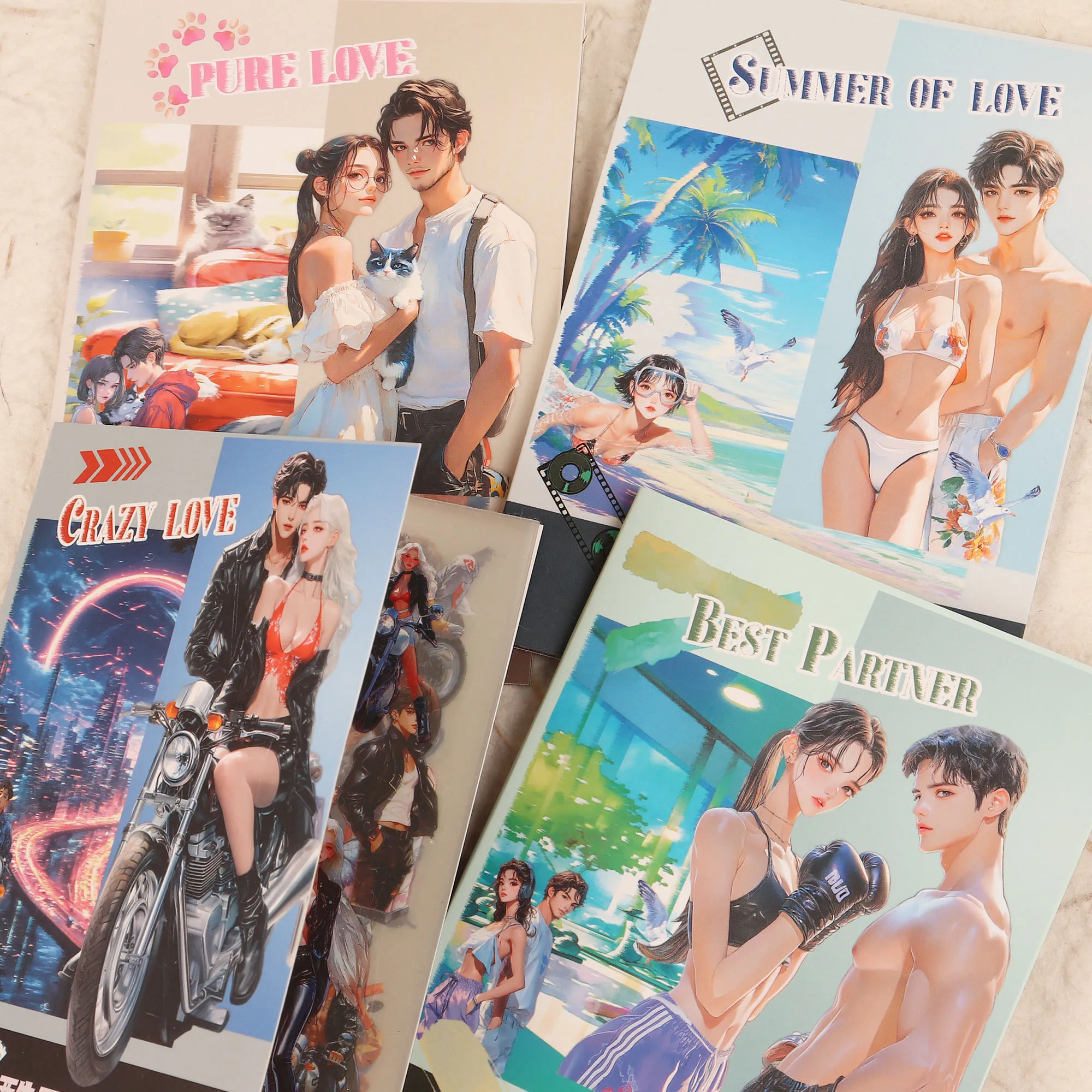 20 Blatt/Buch PET Transparent Fashion Beach Party Thema Wasserdichtes selbstklebendes Aufkleberbuch, für DIY-Handwerk, Scrapbooking – Detail 2