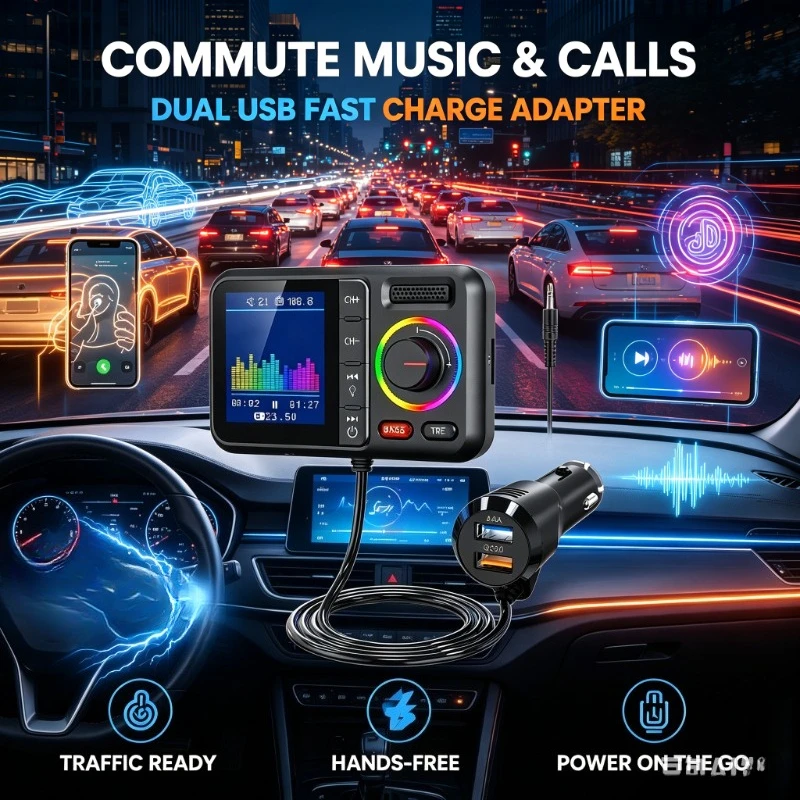 Car MP3 Playback Hardware, Wireless FM Transmitter For Daily Ride Reliable AUX Audio Link Compatibility