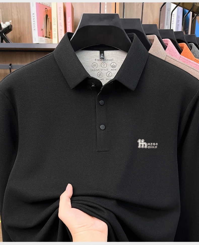 Marke Mode Buchstaben Muster Langärmel Polo-Shirt Herren Luxus Herbst Neues Leicht Komfort Geschäftsbereich Freizeit Flip-Kragen T-Shirt – Detail 8