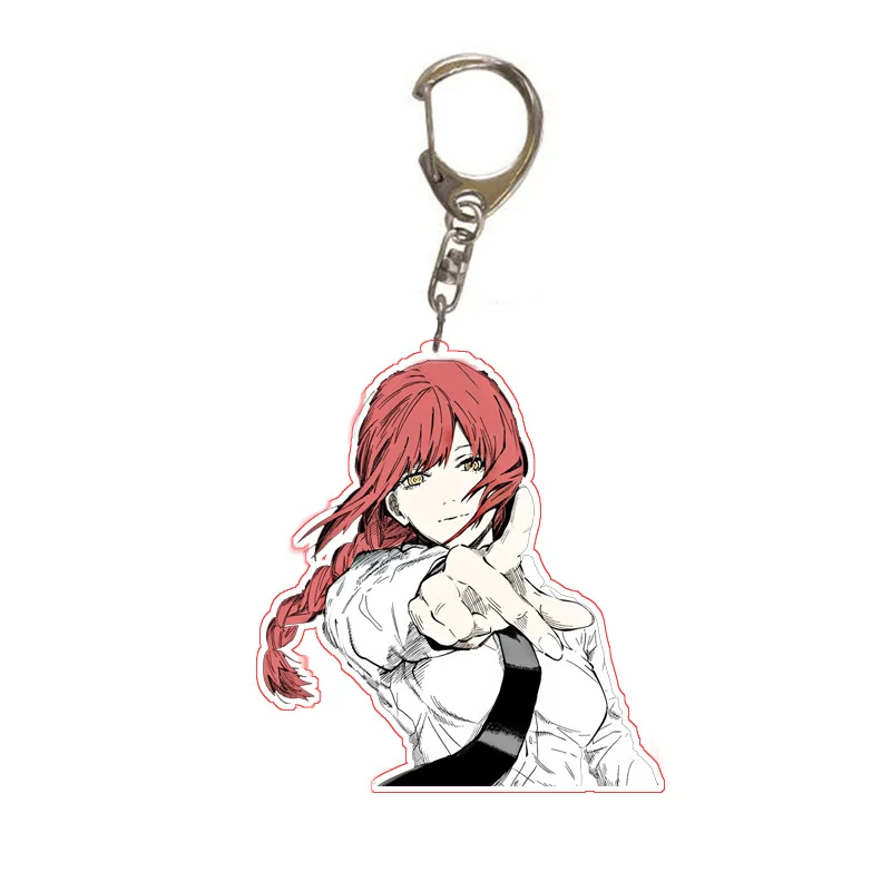 NEW Anime Keychain Cosplay Cute Denji Pochita Makima Power Beam Angel Acrylic Key Chain Pendant Keyring